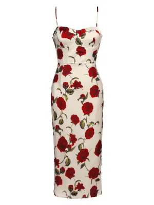1960s Rose Suspender Pencil Dress