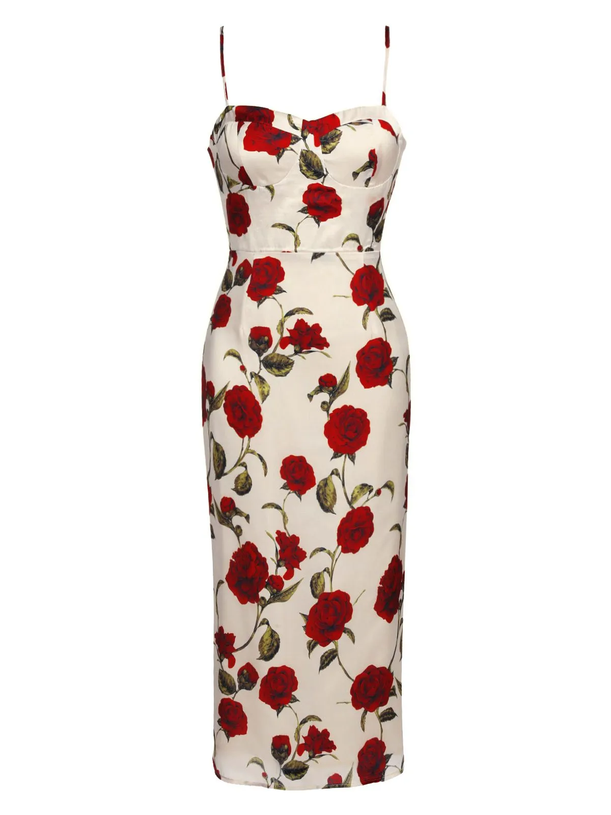 1960s Rose Suspender Pencil Dress