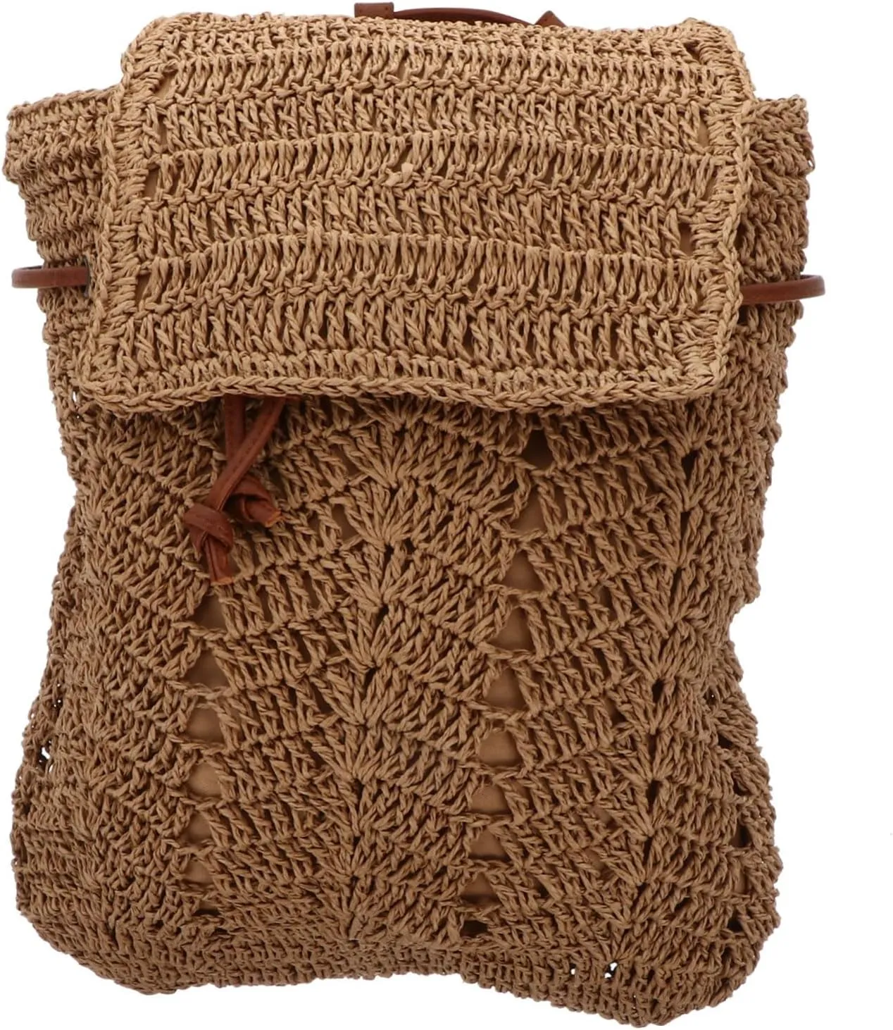 1Pc Straw Woven Backpack for Women Chic Drawstring Shoulder Bag for Summer Beach Lightweight and Stylish Beach Bag for Parties and Shopping