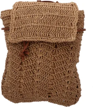 1Pc Straw Woven Backpack for Women Chic Drawstring Shoulder Bag for Summer Beach Lightweight and Stylish Beach Bag for Parties and Shopping