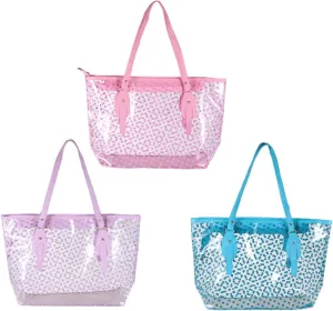 1Pc Women Handbag PVC Beach Bag with Round Dots Design Fashionable Handy Tote for Women for Beach Outings and Everyday Use Blue