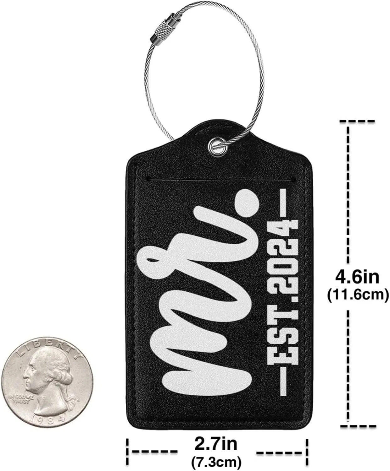 2 Pack 2024 Mr Mrs Luggage Tag for Suitcase,Steel Loop with Privacy Cover ID Label, Bride and Groom tag,Essentials Engagement Honeymoon Couple Gift