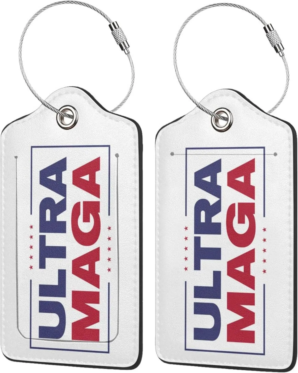 2 Pcs Ultra MAGA Luggage Tag for Suitcase, Make America Great Again Tag, Travel Birthday Gift Women Men, Steel Loop with Privacy Cover ID Label
