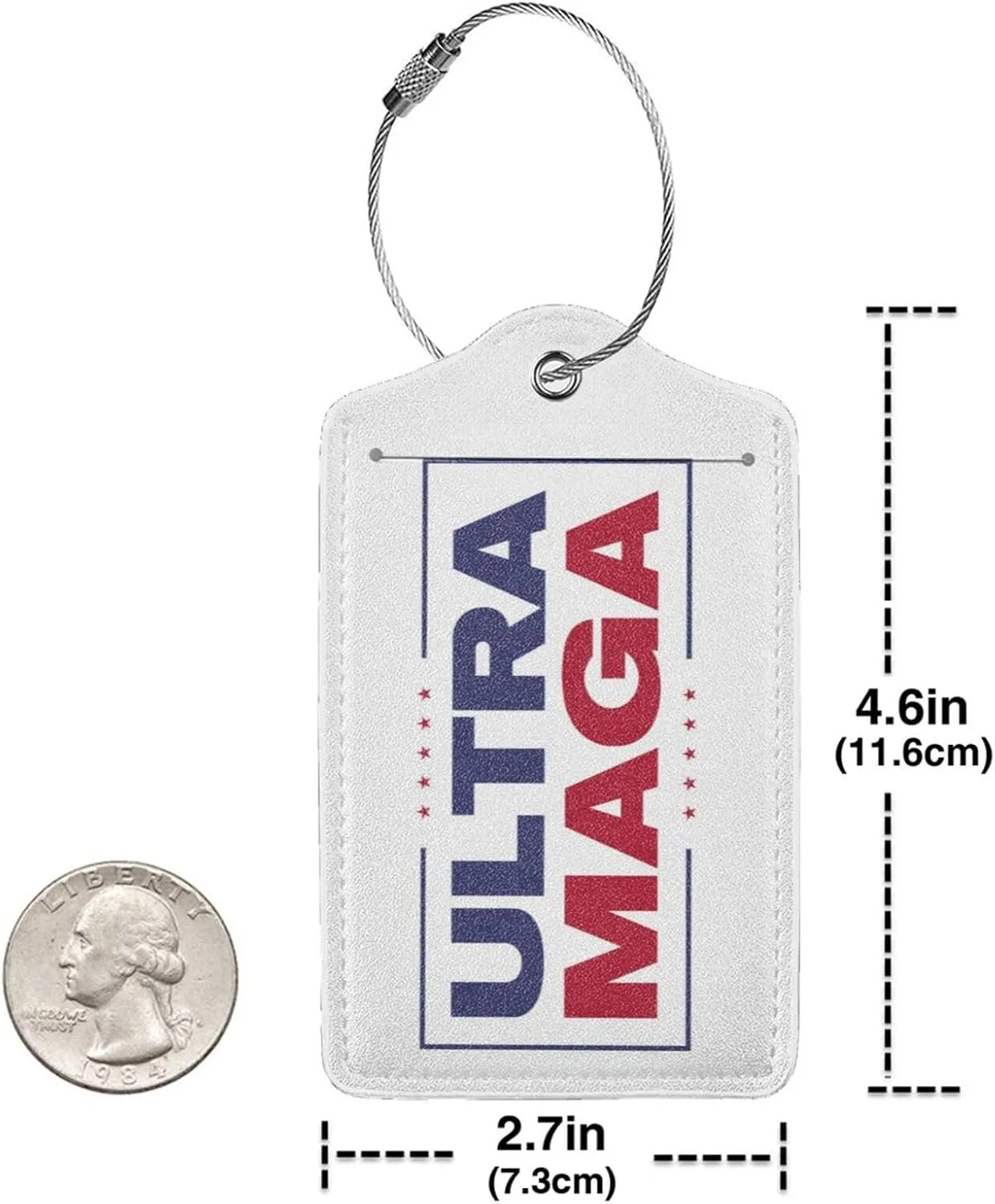 2 Pcs Ultra MAGA Luggage Tag for Suitcase, Make America Great Again Tag, Travel Birthday Gift Women Men, Steel Loop with Privacy Cover ID Label