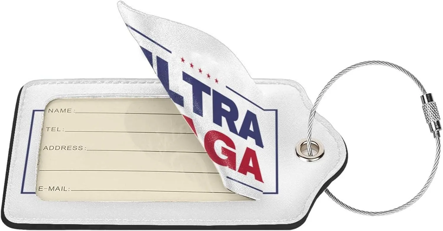 2 Pcs Ultra MAGA Luggage Tag for Suitcase, Make America Great Again Tag, Travel Birthday Gift Women Men, Steel Loop with Privacy Cover ID Label