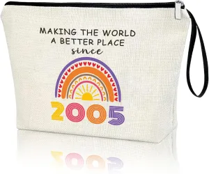 20th Birthday Gifts for Her Funny 2005 Themed Makeup Bags for Teenage Girls Stuff, Girls, Friends, Daughter, Cosmetic Bag Travel Pouch 20-Year-Old Birthday Decorations