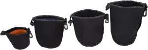 4pcs Camera Lens Case Protective Pouch for DSLR Lenses Thick Water Resistant Storage Bags with Hooks for and Lens Safety