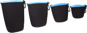 4Pcs Neoprene Lens Pouch Camera Lens Cases for DSLR Mirrorless Lenses Durable Storage Bags with Hooks for Outdoor Photography