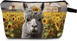 Adorable Alpaca Print Toiletry Pouch Durable Zippered Cosmetic Bag Lightweight Travel Organizer Gift Idea for Women & Adults