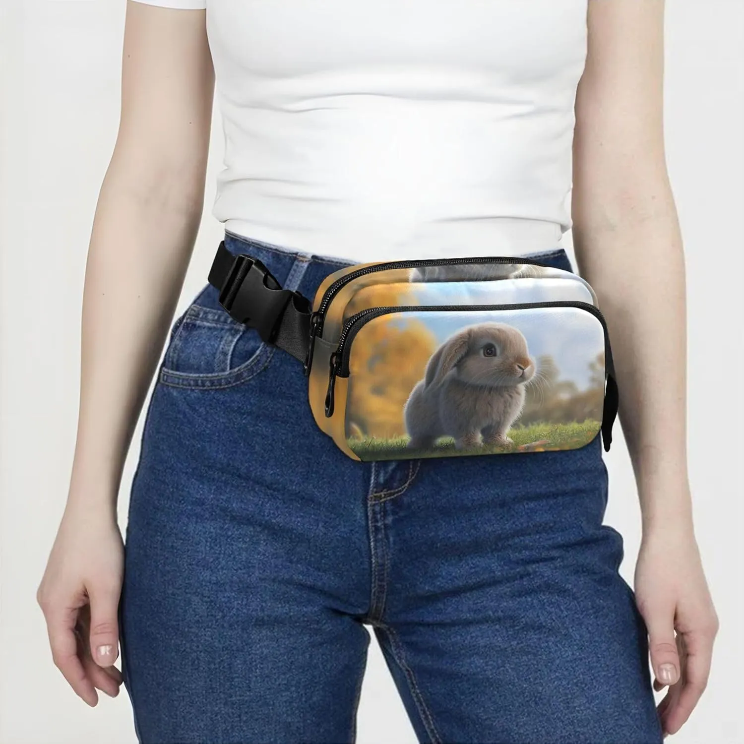 Adorable Bunny Garden Green Women Fanny Packs Waterproof Belt Bag Hip Pack Cute Waist Bag for Women