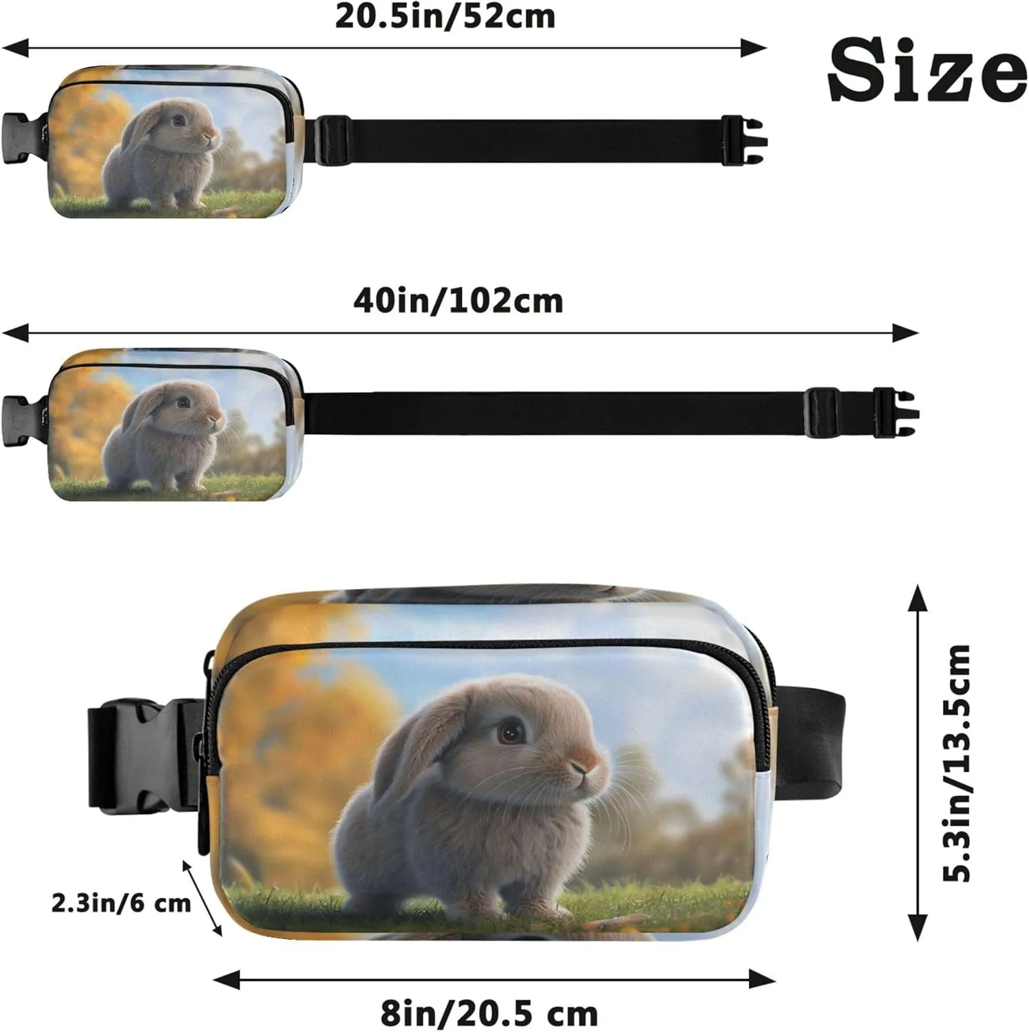 Adorable Bunny Garden Green Women Fanny Packs Waterproof Belt Bag Hip Pack Cute Waist Bag for Women