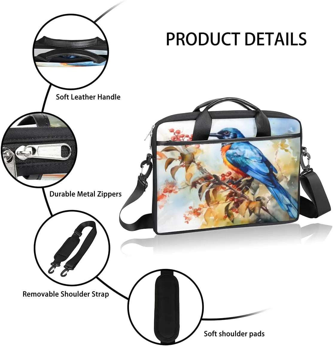 Adorable Cats Texture Laptop Shoulder Bag for Tablet Computer Notebook Sleeve Messenger Carrying Case Briefcase Tote