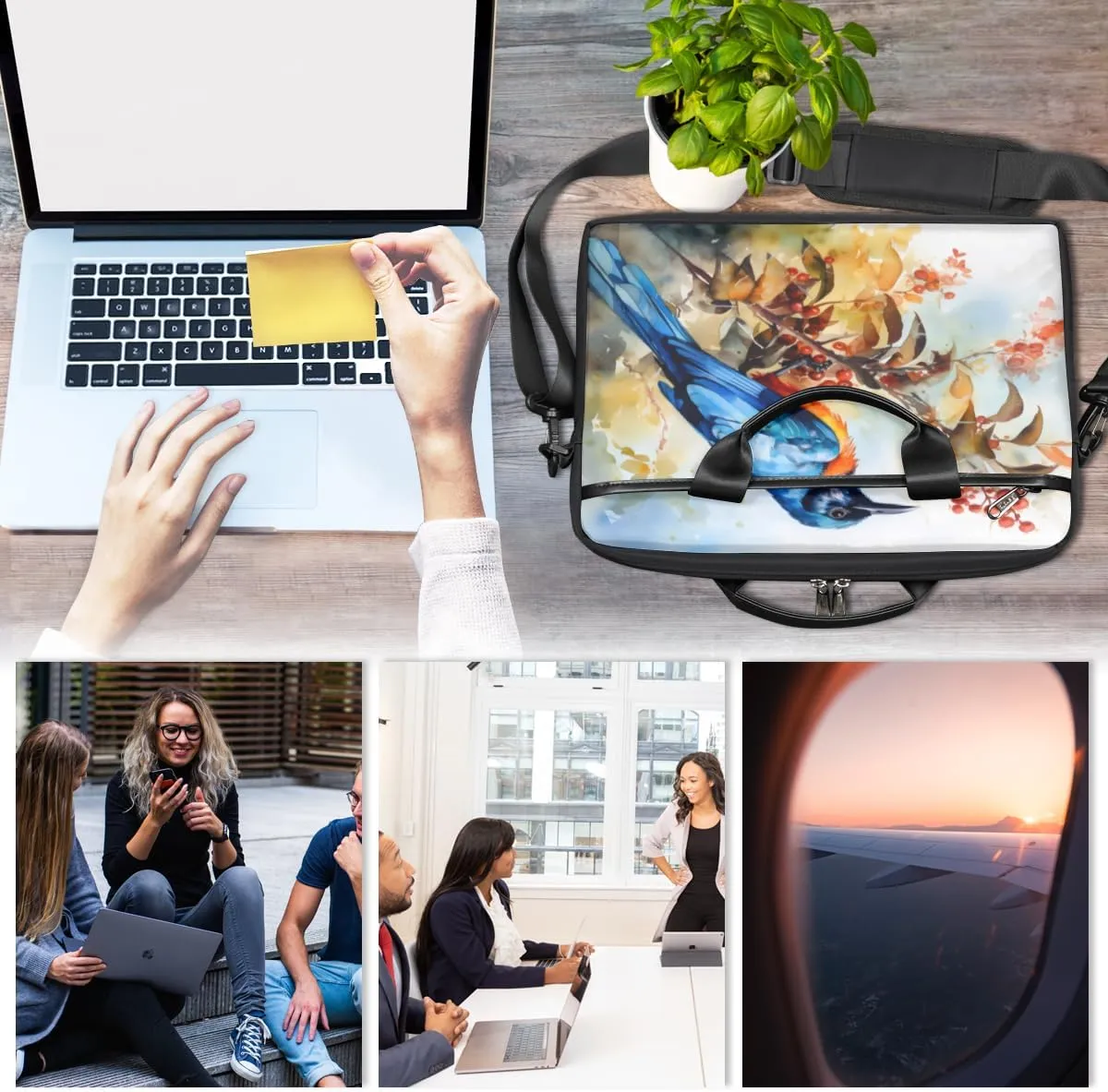 Adorable Cats Texture Laptop Shoulder Bag for Tablet Computer Notebook Sleeve Messenger Carrying Case Briefcase Tote
