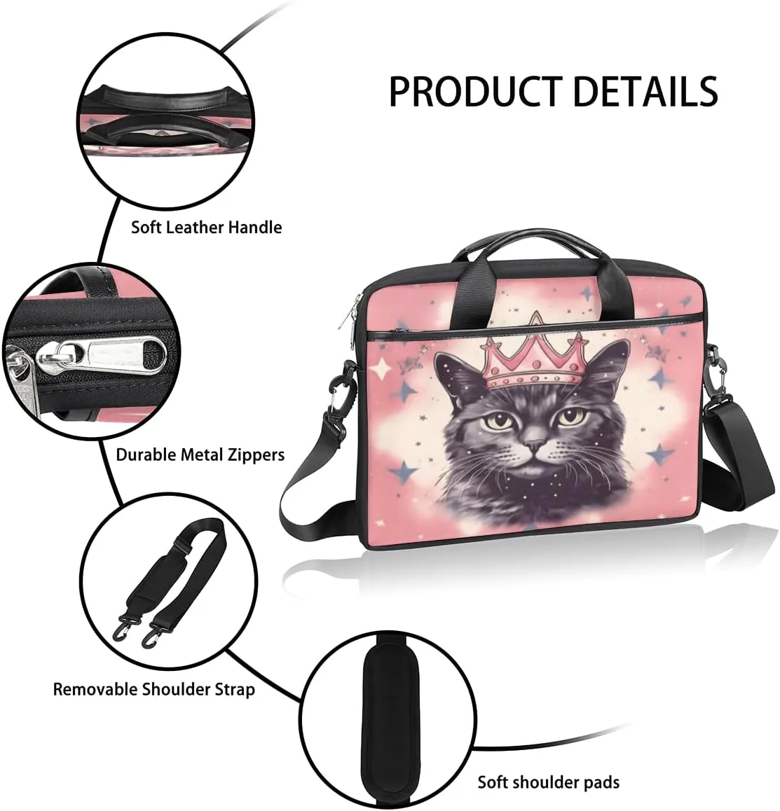 Adorable Cats Texture Laptop Shoulder Bag for Tablet Computer Notebook Sleeve Messenger Carrying Case Briefcase Tote