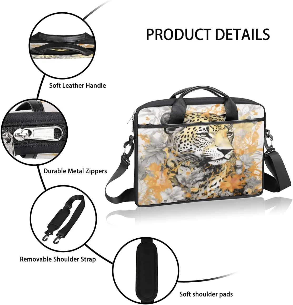 Adorable Cats Texture Laptop Shoulder Bag for Tablet Computer Notebook Sleeve Messenger Carrying Case Briefcase Tote