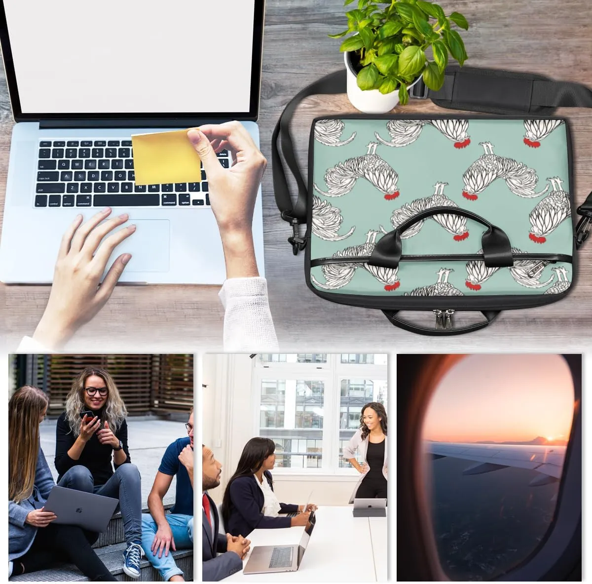 Adorable Cats Texture Laptop Shoulder Bag for Tablet Computer Notebook Sleeve Messenger Carrying Case Briefcase Tote