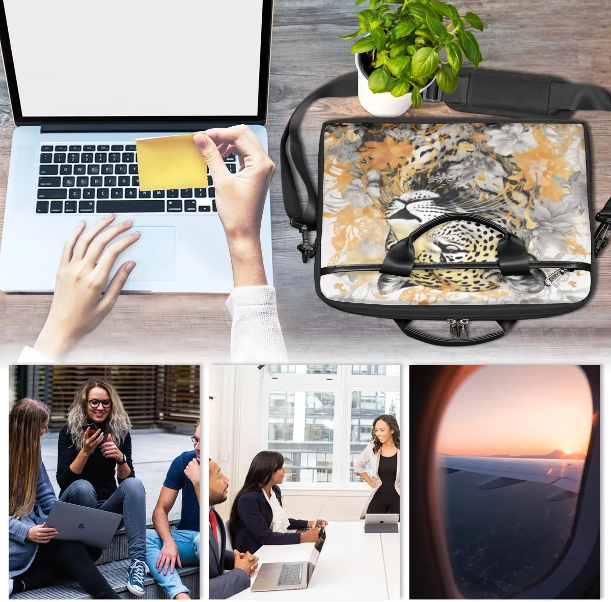 Adorable Cats Texture Laptop Shoulder Bag for Tablet Computer Notebook Sleeve Messenger Carrying Case Briefcase Tote