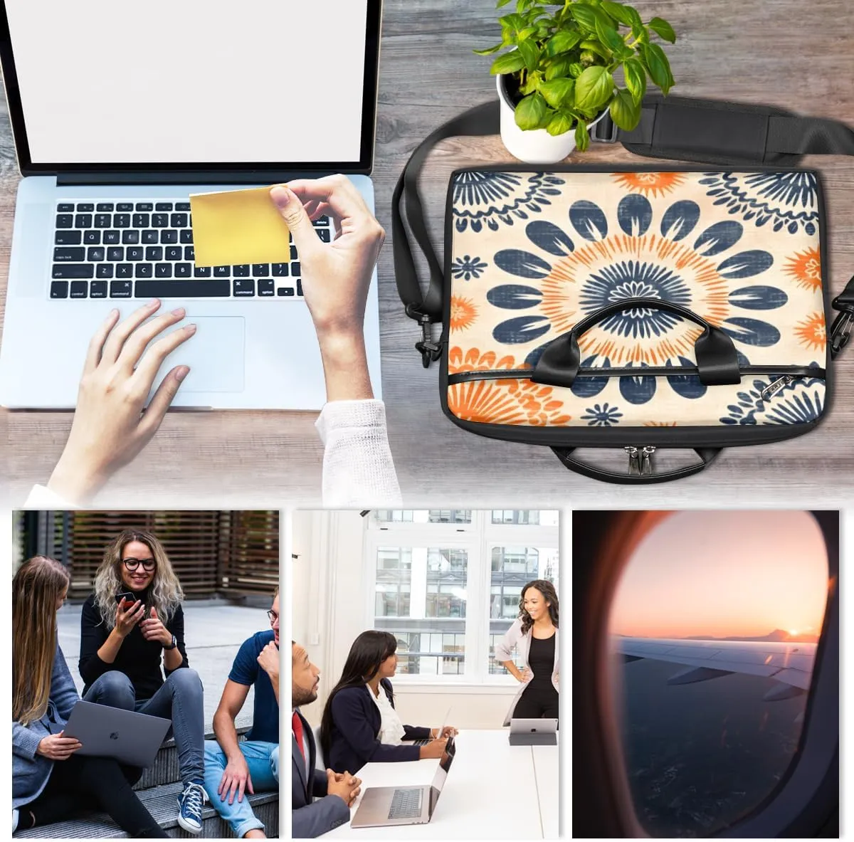 Adorable Cats Texture Laptop Shoulder Bag for Tablet Computer Notebook Sleeve Messenger Carrying Case Briefcase Tote