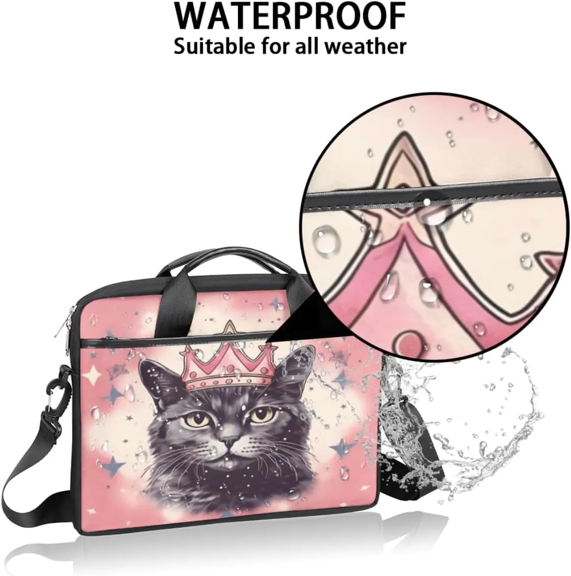 Adorable Cats Texture Laptop Shoulder Bag for Tablet Computer Notebook Sleeve Messenger Carrying Case Briefcase Tote