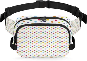 Adorable Polka Dots Fanny Packs for Women Men Fashion Waist Packs Belt Bag Water-resistant Crossbody Bag Waist Pouch Waist Pack Hip Bum Bag for Hiking Casual Travel Cycling
