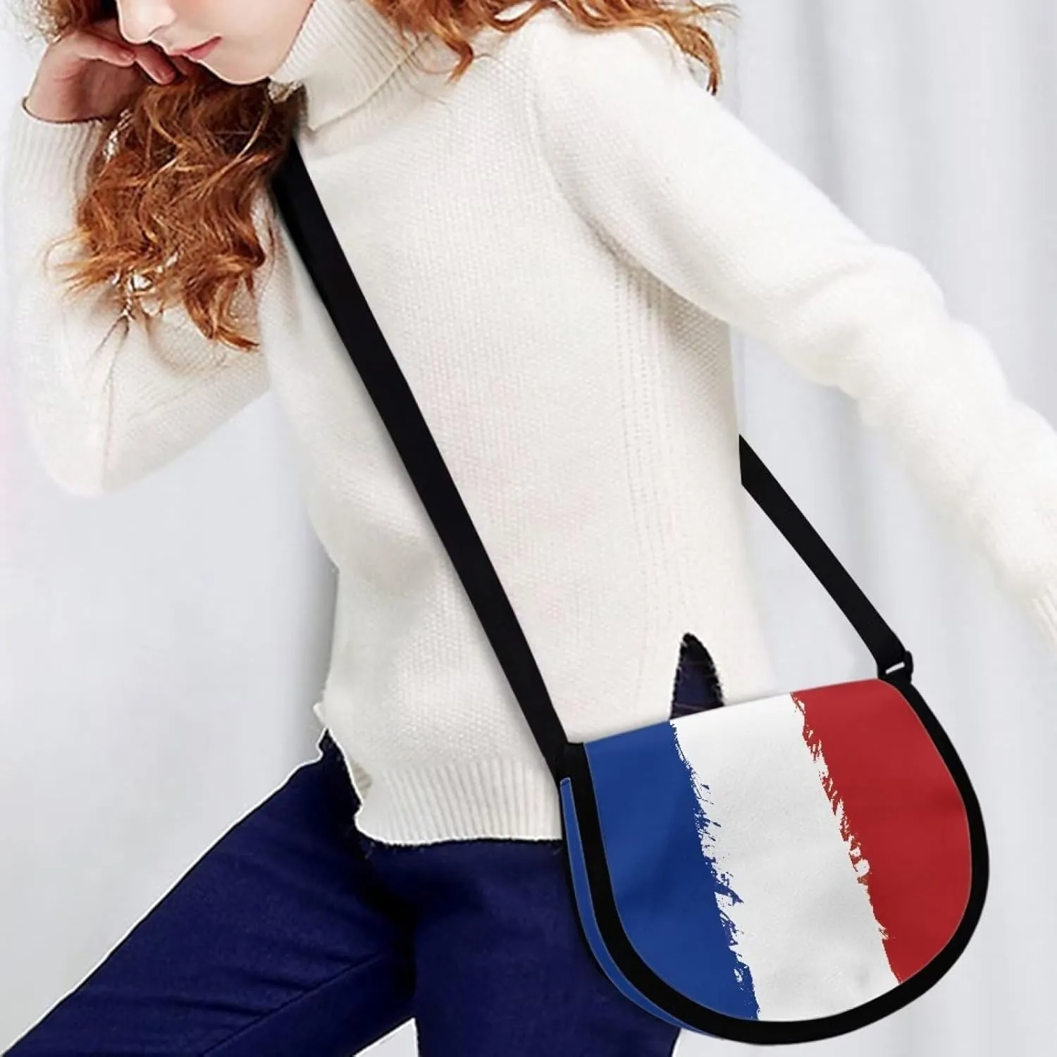 Adorable Pug Dog Women Cross Body Bag, Minimalist Art Flower Casual Shoulder Bag, UK Flag Satchel Messenger Bags