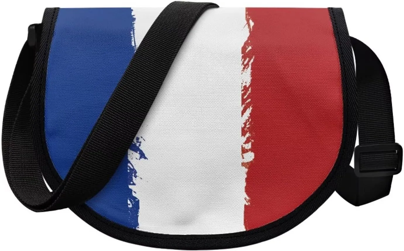 Adorable Pug Dog Women Cross Body Bag, Minimalist Art Flower Casual Shoulder Bag, UK Flag Satchel Messenger Bags