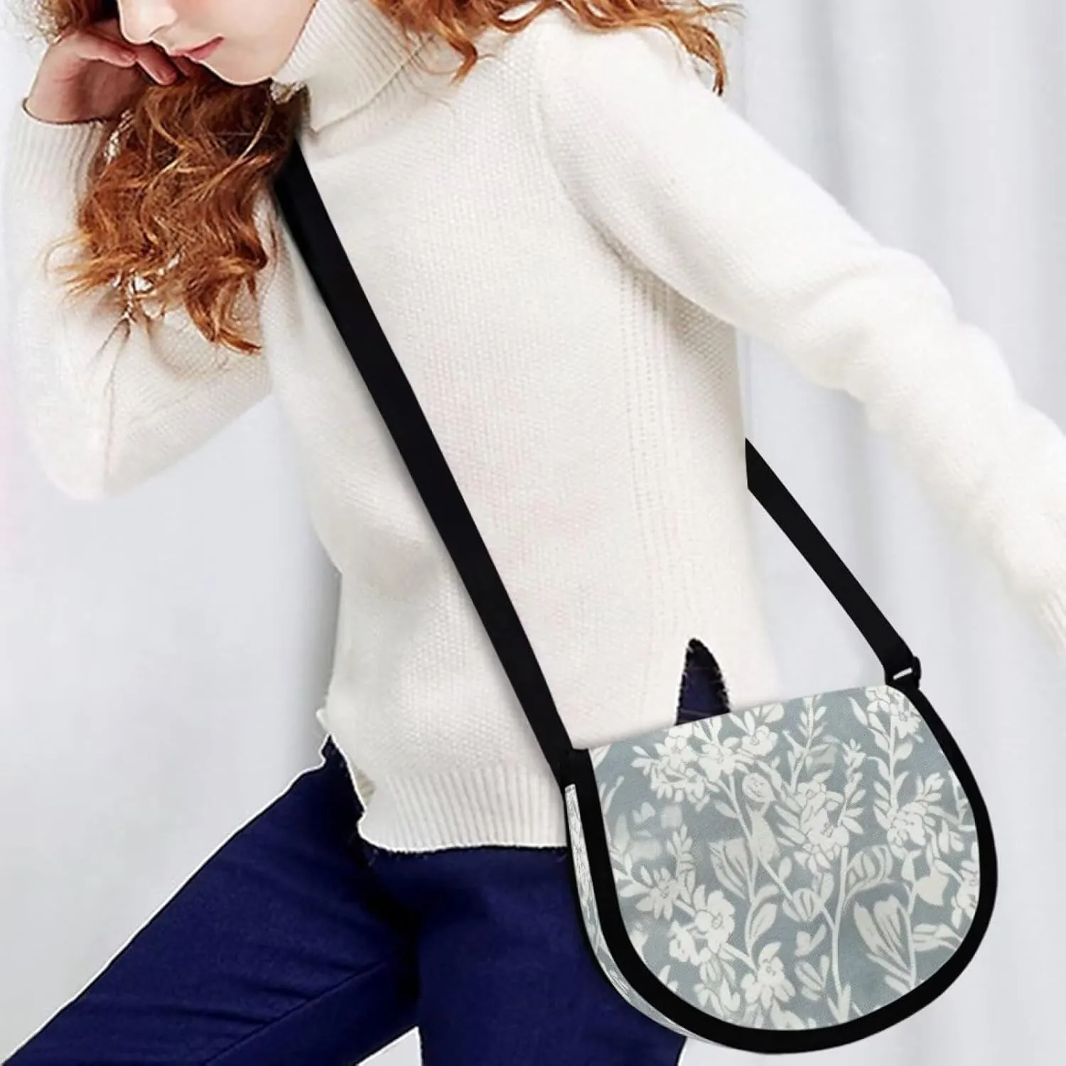 Adorable Pug Dog Women Cross Body Bag, Minimalist Art Flower Casual Shoulder Bag, UK Flag Satchel Messenger Bags