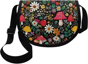 Adorable Pug Dog Women Cross Body Bag, Minimalist Art Flower Casual Shoulder Bag, UK Flag Satchel Messenger Bags