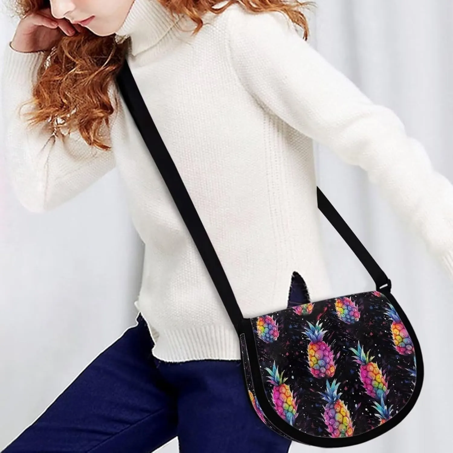 Adorable Pug Dog Women Cross Body Bag, Minimalist Art Flower Casual Shoulder Bag, UK Flag Satchel Messenger Bags