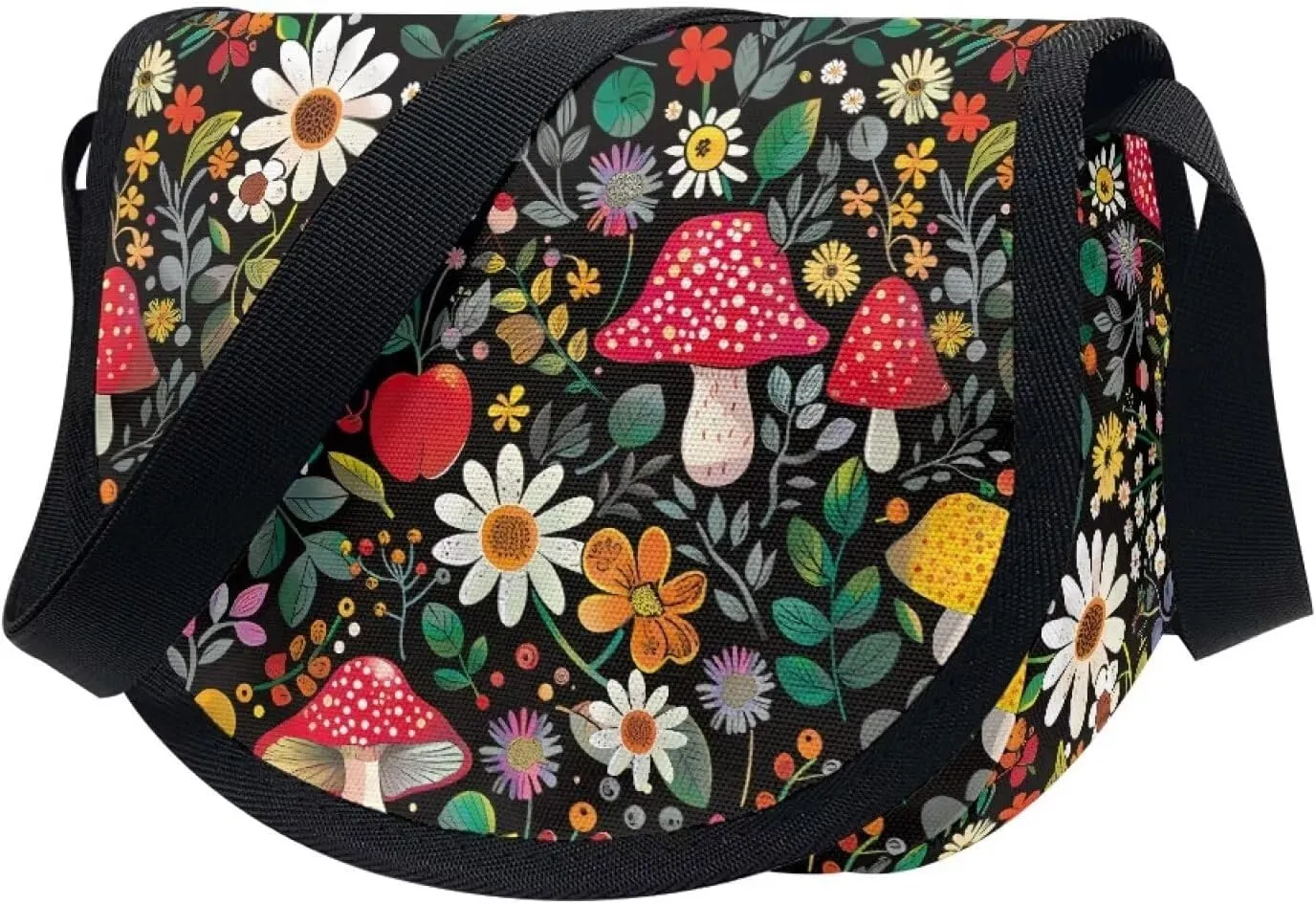 Adorable Pug Dog Women Cross Body Bag, Minimalist Art Flower Casual Shoulder Bag, UK Flag Satchel Messenger Bags