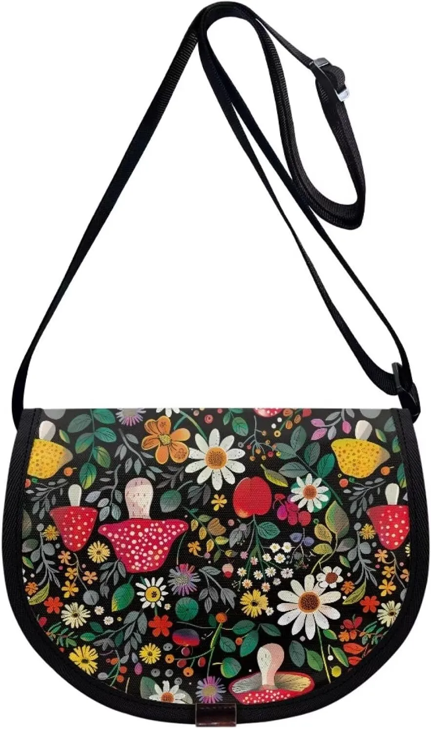 Adorable Pug Dog Women Cross Body Bag, Minimalist Art Flower Casual Shoulder Bag, UK Flag Satchel Messenger Bags