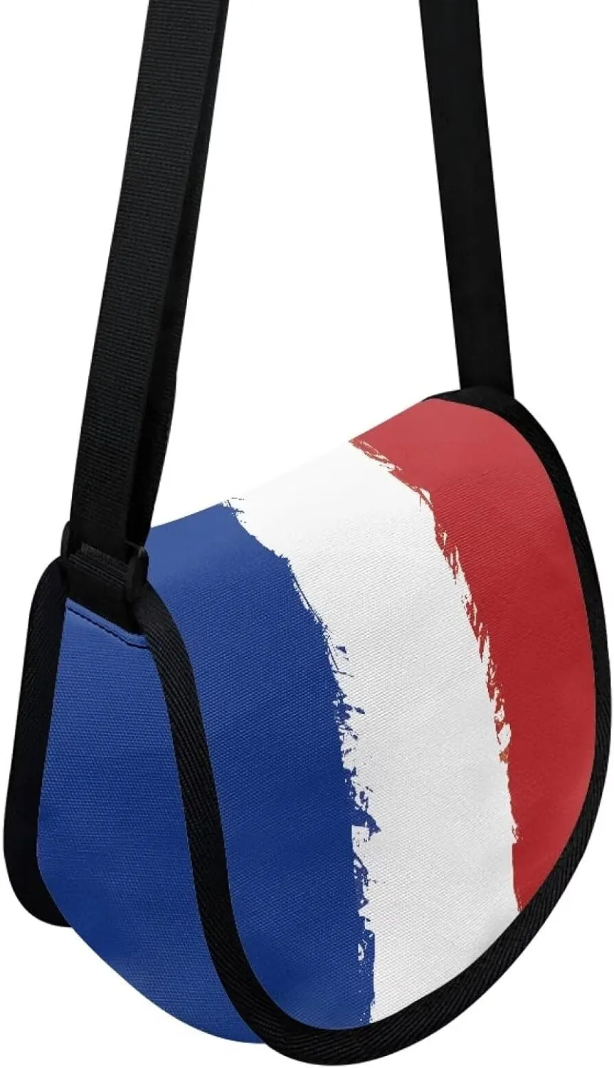 Adorable Pug Dog Women Cross Body Bag, Minimalist Art Flower Casual Shoulder Bag, UK Flag Satchel Messenger Bags