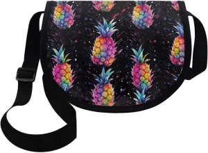 Adorable Pug Dog Women Cross Body Bag, Minimalist Art Flower Casual Shoulder Bag, UK Flag Satchel Messenger Bags