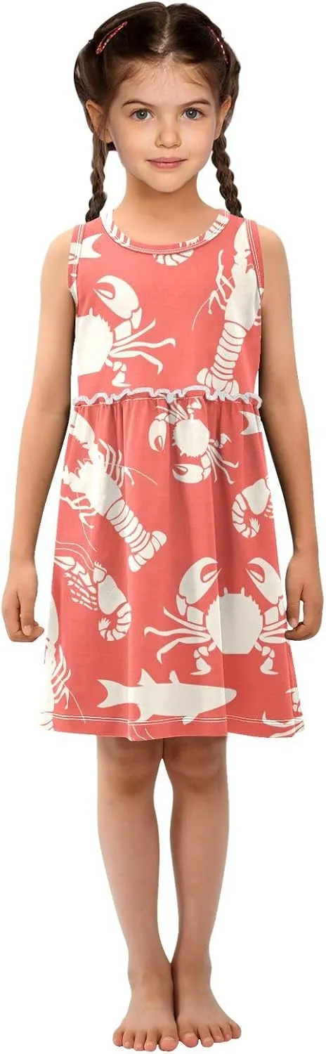 Aflyko Girls Sleeveless Dress Adorable Tank Play Sundress 2T-8T
