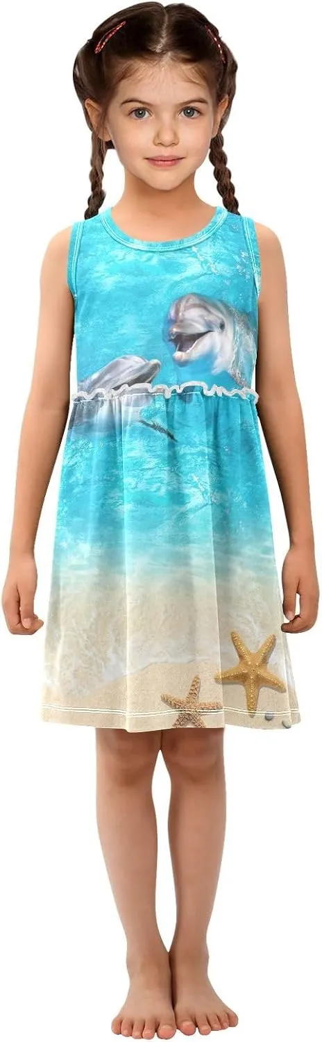 Aflyko Girls Sleeveless Dress Adorable Tank Play Sundress 2T-8T