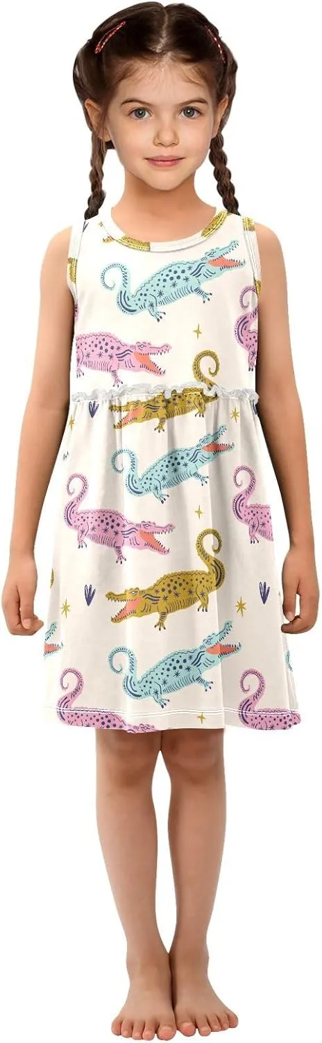 Aflyko Girls Sleeveless Dress Adorable Tank Play Sundress 2T-8T