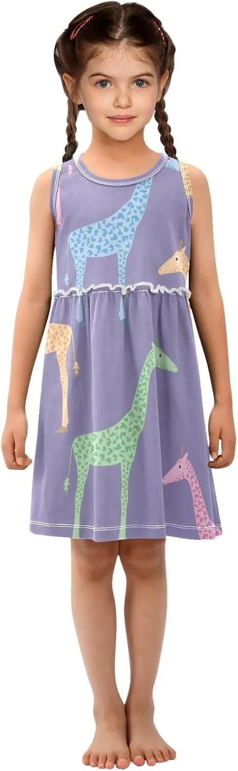 Aflyko Girls Sleeveless Dress Adorable Tank Play Sundress 2T-8T