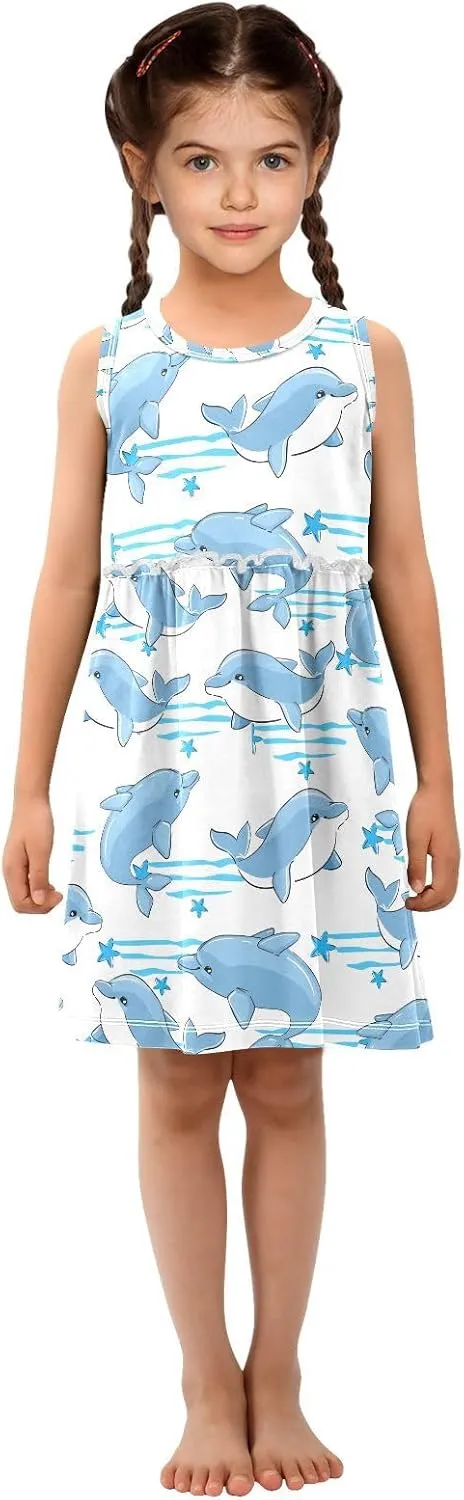 Aflyko Girls Sleeveless Dress Adorable Tank Play Sundress 2T-8T