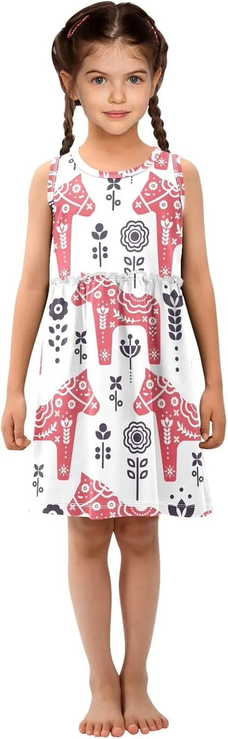 Aflyko Girls Sleeveless Dress Adorable Tank Play Sundress 2T-8T
