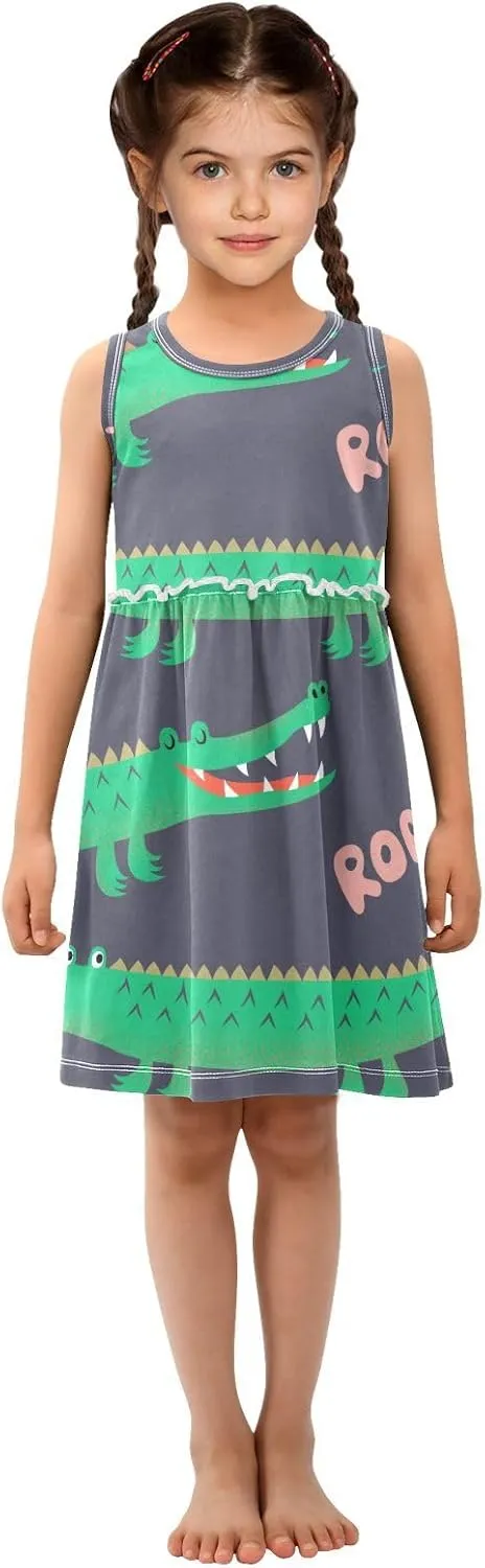 Aflyko Girls Sleeveless Dress Adorable Tank Play Sundress 2T-8T