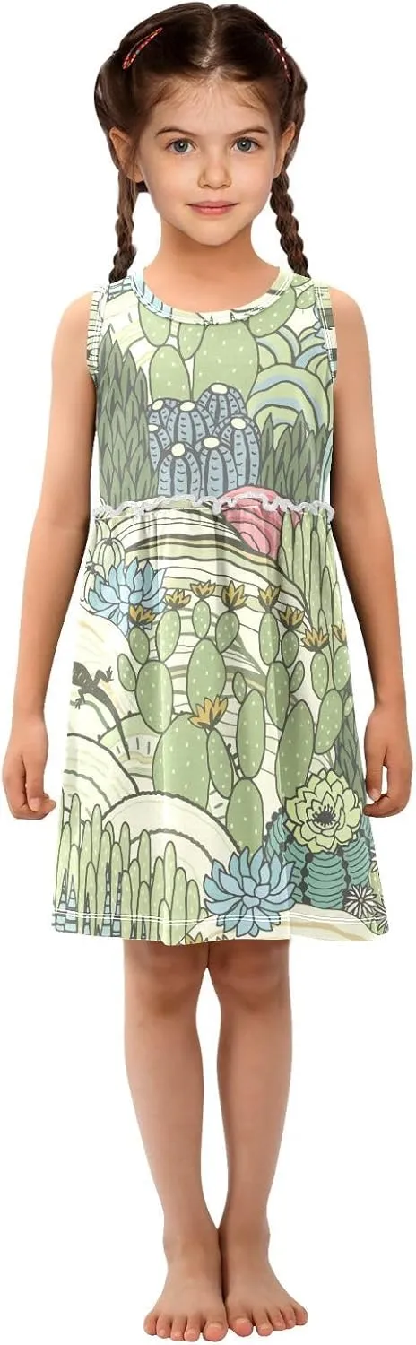 Aflyko Girls Sleeveless Dress Adorable Tank Play Sundress 2T-8T