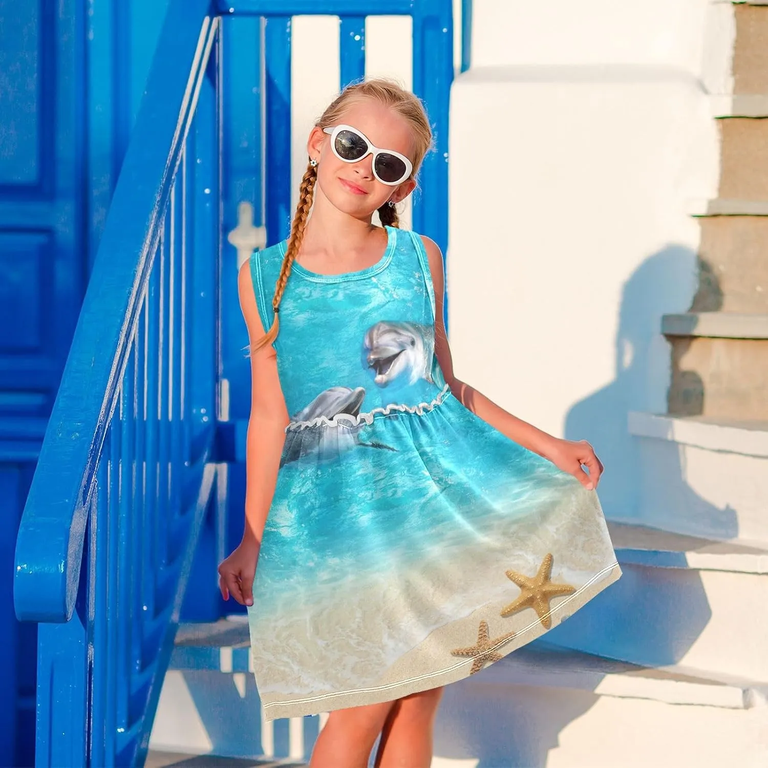 Aflyko Girls Sleeveless Dress Adorable Tank Play Sundress 2T-8T