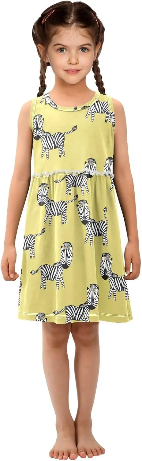 Aflyko Girls Sleeveless Dress Adorable Tank Play Sundress 2T-8T