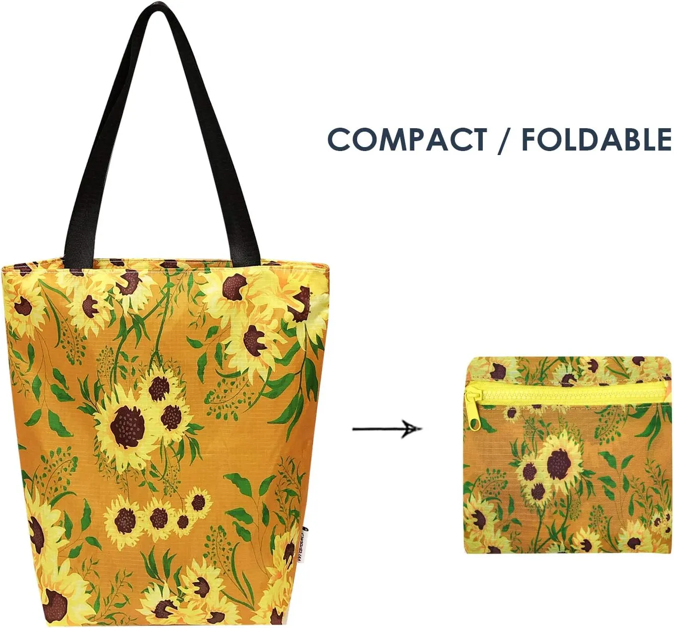 allydrew Foldable Lightweight Tote Bag with Durable Ripstop Polyester for Shopping, Travel, Gym, Beach, Casual, Everyday