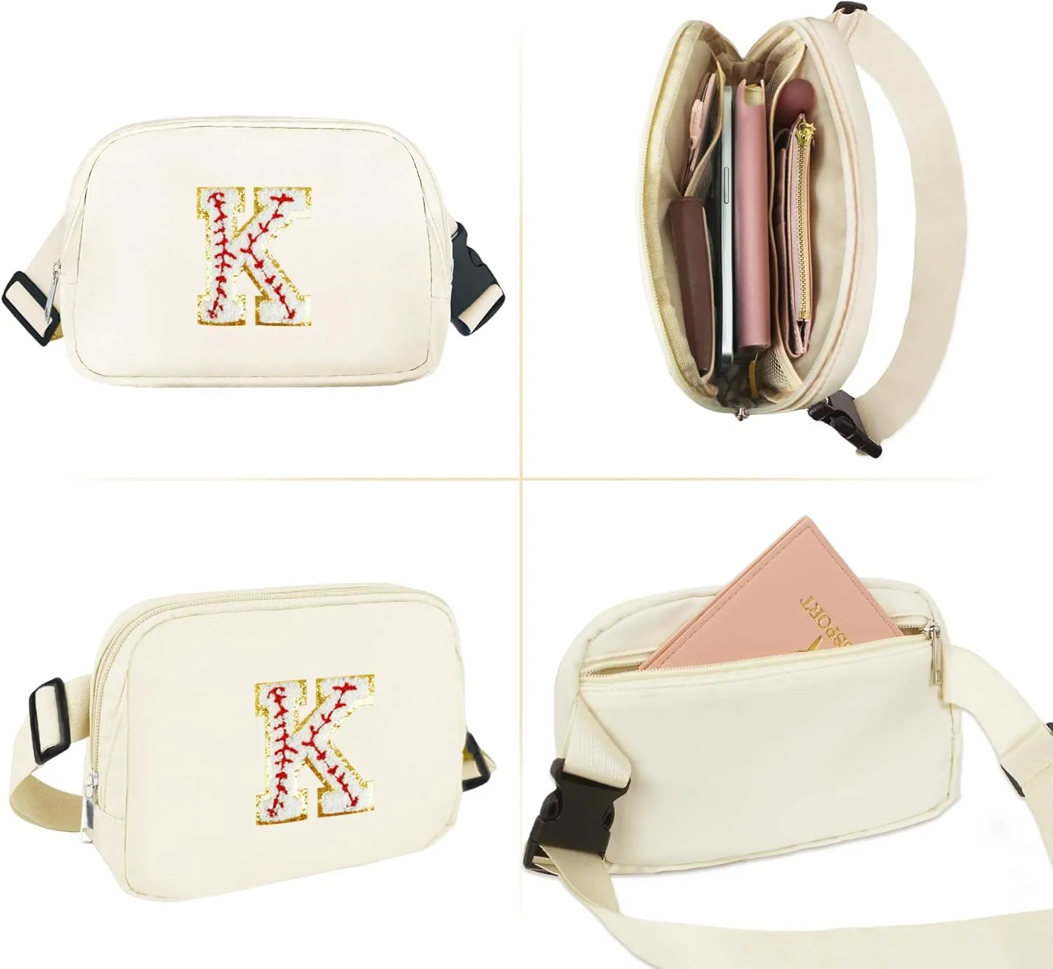 Baseball Number Belt Bag - Small Waist Fanny Pack, Cross Body Purse, Cute Party Accessories, Nylon Crossbody Bags, Graduation & Birthday Gifts for Women & Teen Girls (3)