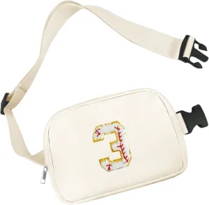 Baseball Number Belt Bag - Small Waist Fanny Pack, Cross Body Purse, Cute Party Accessories, Nylon Crossbody Bags, Graduation & Birthday Gifts for Women & Teen Girls (3)