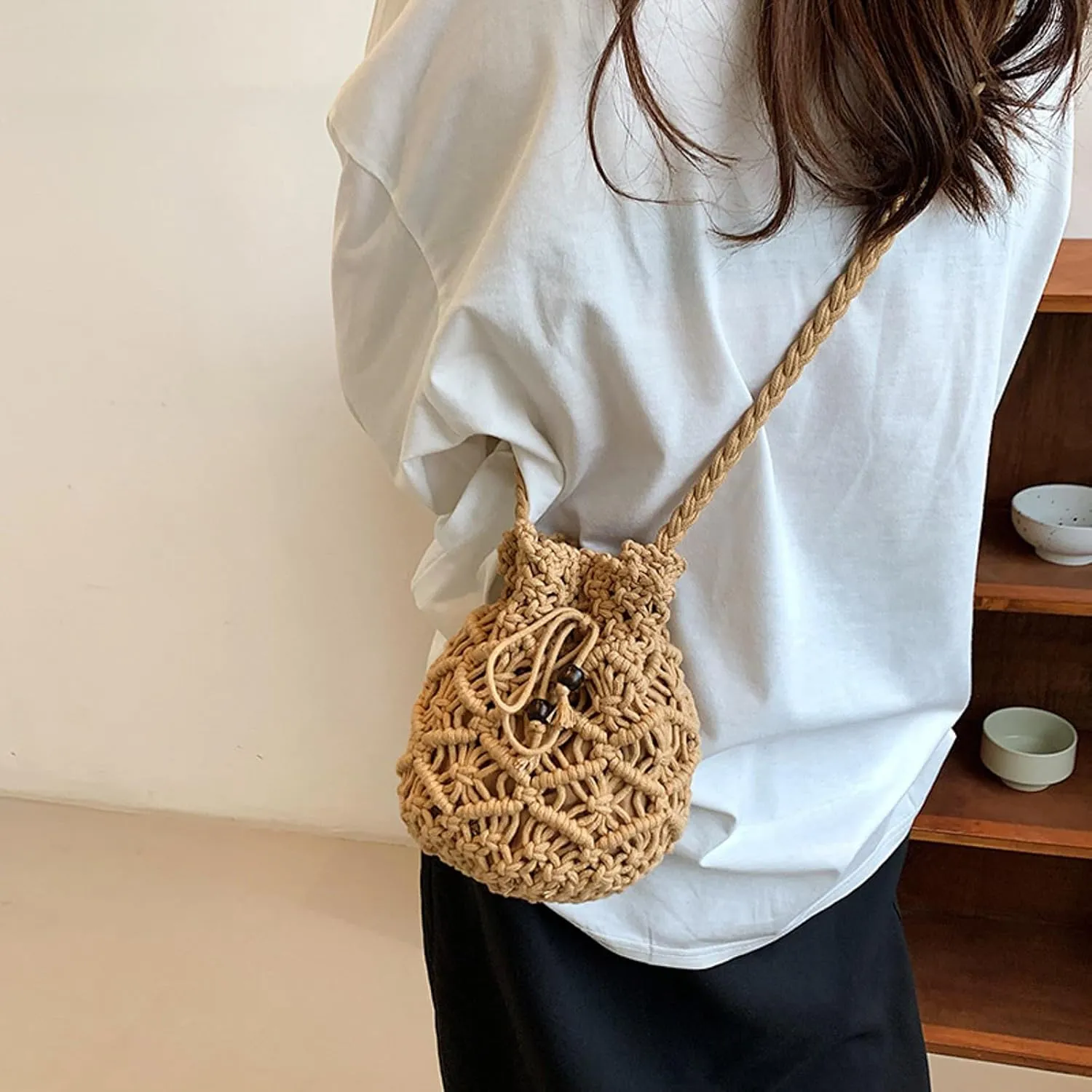 Beach Tote Bag Purse Straw Woven Strawberry Crossbody Shoulder Bags For Girls Outdoor Shopping Beach Travel Essential