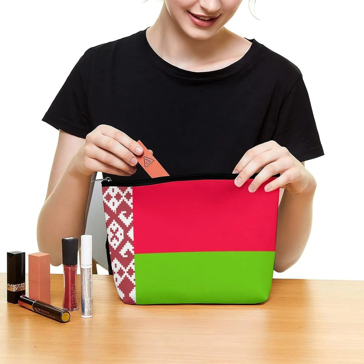 Belarus Flag Travel Cosmetic Bag Lightweight Makeup Organizer for Women