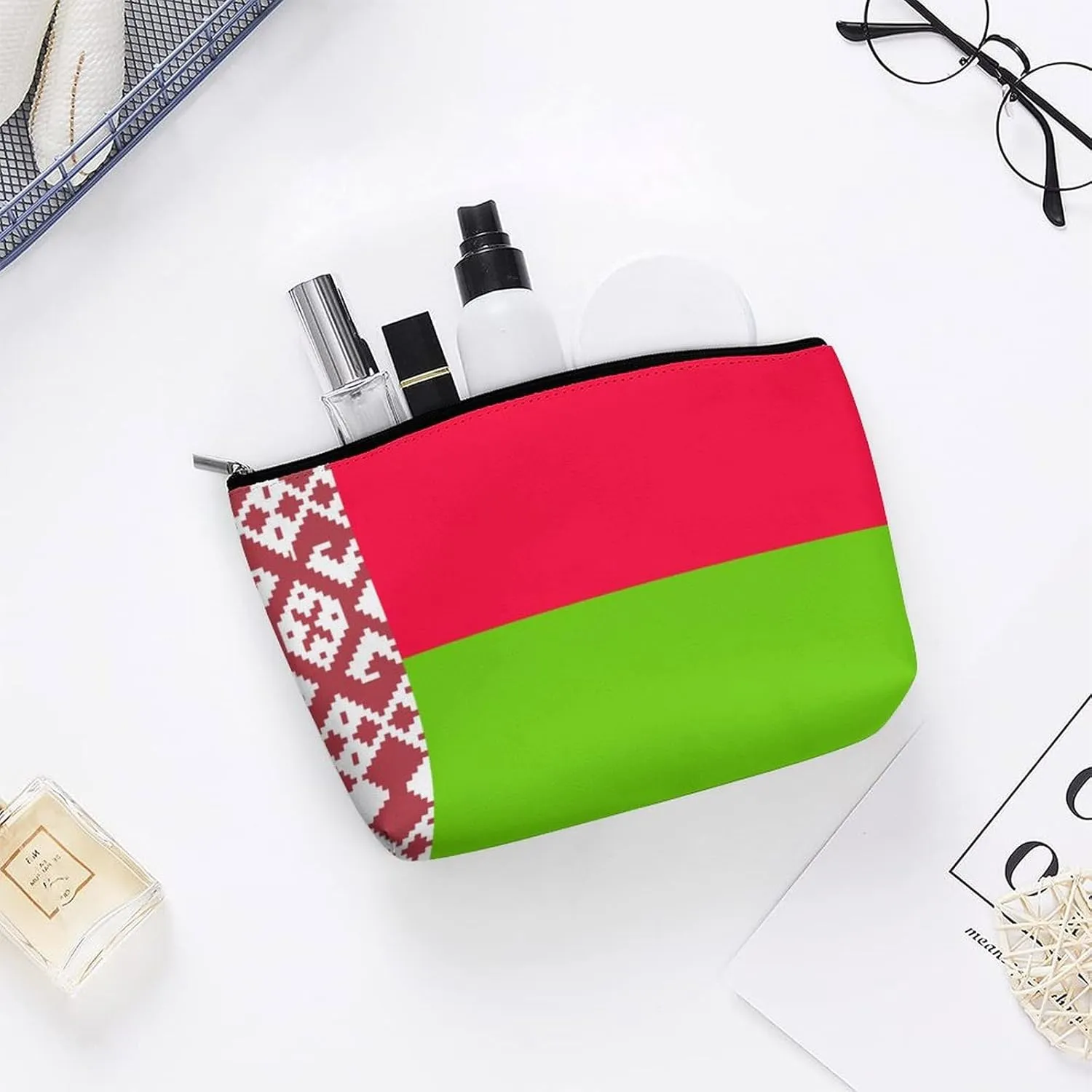 Belarus Flag Travel Cosmetic Bag Lightweight Makeup Organizer for Women