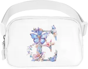 Belt Bag Initail Letter Travel Fanny Pack Cute Butterfly Crossbody Bags for Girls Fashion Waist Packs Letter A-T Outside Lightweight Waterproof Running Workout Hiking Travel Belt Bags,E